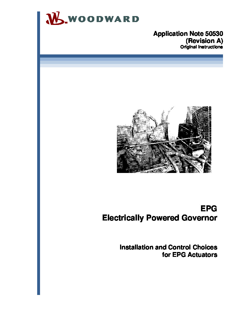First Page Image of 8256-008 50530 Woodward 1712-1724 and 512-524 and 4024 Actuator App Note EPG Electrically Powered Governor.pdf
